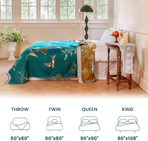 MSGKV Boho Throw Blanket 50"x60" Aviary Botanical Cotton Throw Blanket - Image 5
