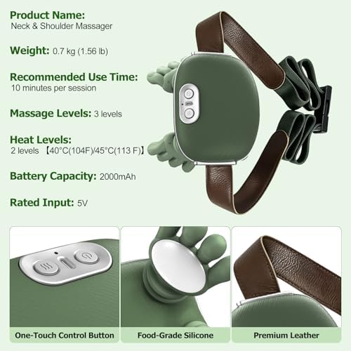 HZD Electric Neck Massager with Heat for Shoulder,Back Pain Relief,Wireless - Image 4