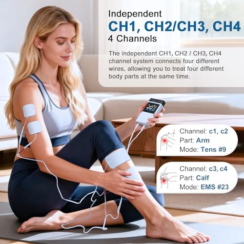 TENS Unit EMS Muscle Stimulator for Pain Relief, 4-in-1 TENS & EMS & Relax & DIY, 4-Channel 60 Modes 30 Intensity with Upgraded Color Screen for Back, Neck, Shoulder, Sciatica - Image 3