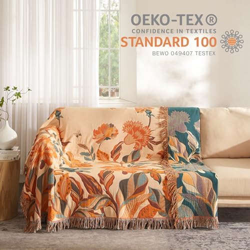 Boho Throw Blanket for Bed 50”x60”, 100% Cotton Blanket for Couch Sofa - Image 4