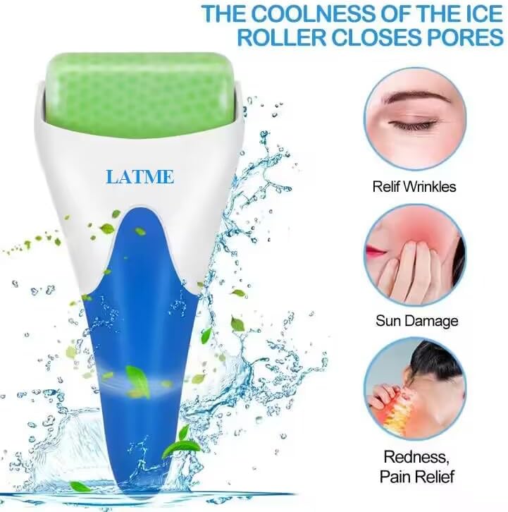 LATME Ice Roller for Face Eyes,Womens Gifts,Face Massager Roller Puffiness Migraine Pain Relief and Minor Injury (Green) - Image 2
