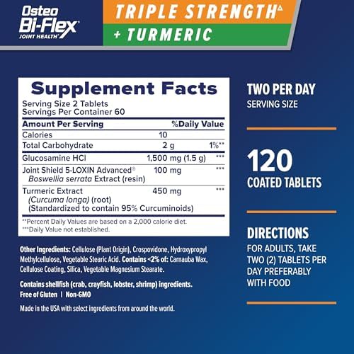 Osteo Bi-Flex Glucosamine Triple Strength Plus Turmeric Supplement, 120 Ct - Image 2
