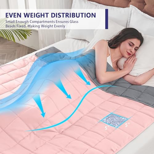 King Size Weighted Blanket for Adults (30 lbs, 80” x 87”, Pink Grey) Cooling Heavy Blanket for Sleeping Perfect for 290-310 lbs, Breathable Blanket for Adults & Couple All Season, Machine Washable - Image 7