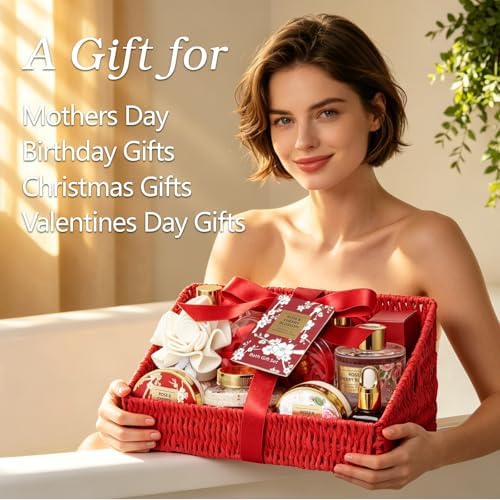 25Pcs Spa Gifts Skin Care Set - Luxurious Rose Spa Gift Baskets for Women - Image 2