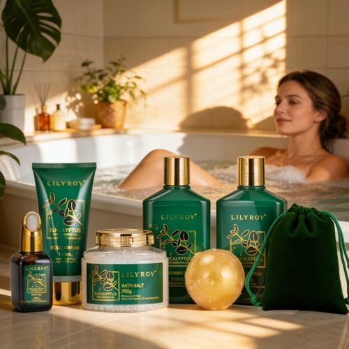 Eucalyptus Spa Bath Gifts Set, 9Pcs Premium Spa Gift Basket for Women & Men - Image 3