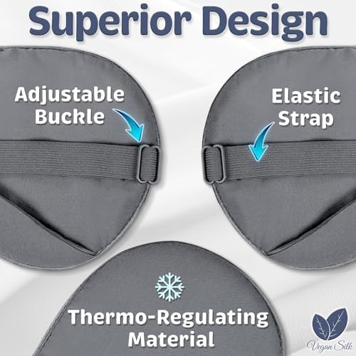 Sleep Mask - Dark Gray, 100% Viscose Derived from Bamboo - Lightweight Eye Mask with Adjustable Strap - Blackout Sleeping Blindfold for Women & Men - Comfortable Light Blocking Eye Cover - Image 3