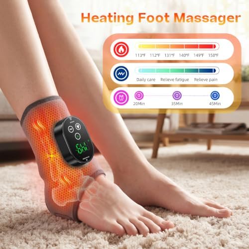 Foot Massagers - Cordless Ankle Massager with Heat for Neuropathy Pain Relief,6 Heat & Vibration Levels for Heel, Arch & Ankle Relief for Circulation and Pain Relief, Ankles Heating Pad -1pcs - Image 2