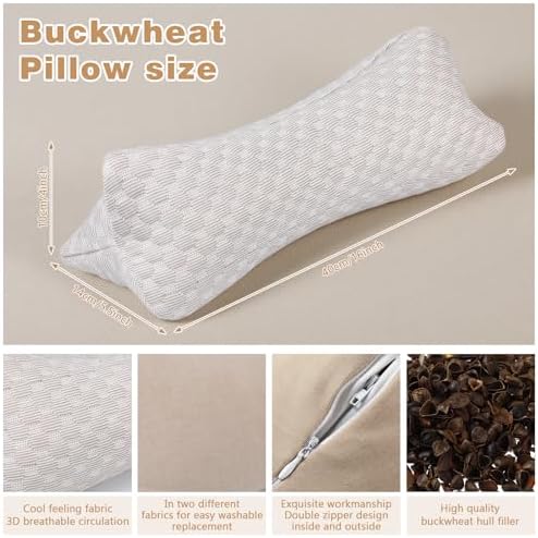 Buckwheat Neck Support Pillow Triangular Cylinder Bolster Pillow 16"x 5.5" - Image 4