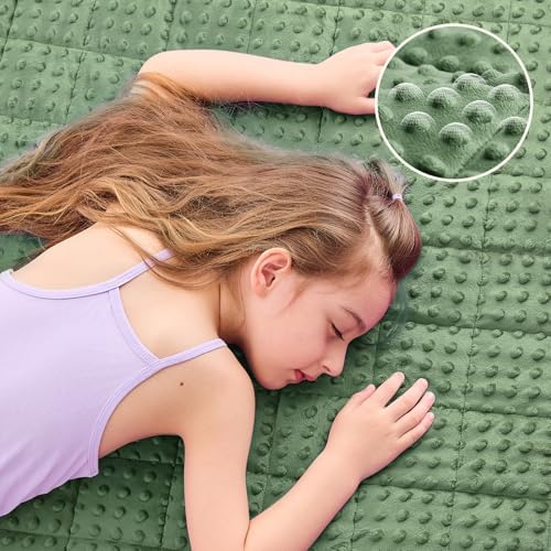 yescool Weighted Blanket 7 Pounds Moss Green Twin Size Cooling Weighted Throw Blanket, Minky Heavy Blankets Warm Weighted Comforter, Big Washable Thick Blankets Gift for 60-90lbs, 40 * 60in - Image 4