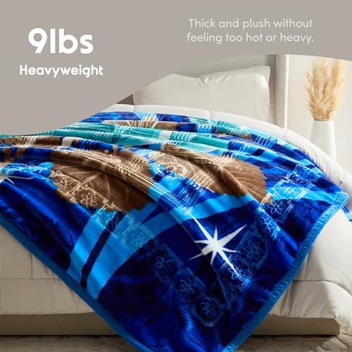 Nestl Korean Mink Blanket Queen Size - 9 Lbs Velvet Fleece Korean Blanket - 2 Ply Warm & Thick Winter Blanket - Wrinkle & Fade Resistant - 79 x 94 Inches (Blue) - Image 4