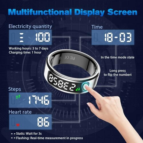 Smart Ring Health Tracker for Men/Women,Fitness Ring Sleep Tracker,Fast Charging for Long-Lasting Use,for Pedometer Exercise,Monitor Sleep, Heart Rate, Stress,Waterproof(Silver2,11) - Image 4