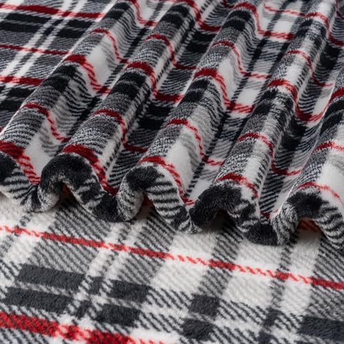 Berkshire Blanket-Classic Heavyweight Warm Soft Printed VelvetLoft® Plush Blanket, King Size Soft Fuzzy Blanket for Couch Sofa Bed, Plaid Black Red, 90in x 108in - Image 6