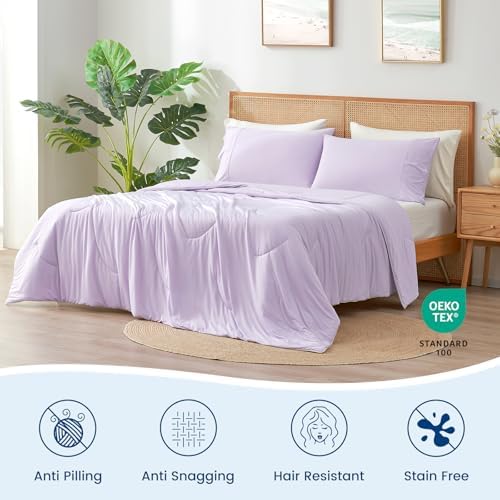 Cozy Bliss Cooling Comforter Queen Size, Reversible Lightweight Cooling Blankets for Hot Sleepers and Night Sweats, Q-Max>0.45 Soft Breathable Silky Smooth Summer Comforter, Lavender Purple, 90"x90" - Image 6