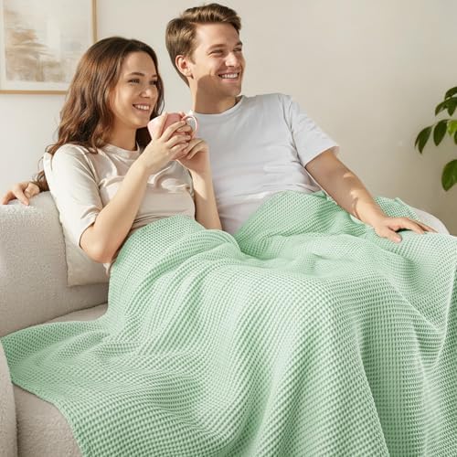 Exclusivo Mezcla 100% Cotton Oversized Waffle Throw Blanket for Couch Sofa - Image 2