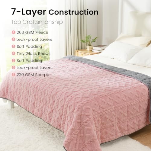 Drewin Weighted Blanket Full Size for Adults 15lbs,Pink & Grey,48" x 72" - Image 5