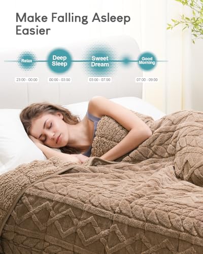 Cottonblue Jacquard Sherpa Weighted Blanket 15lbs for Adults Twin/Full Size - Image 2