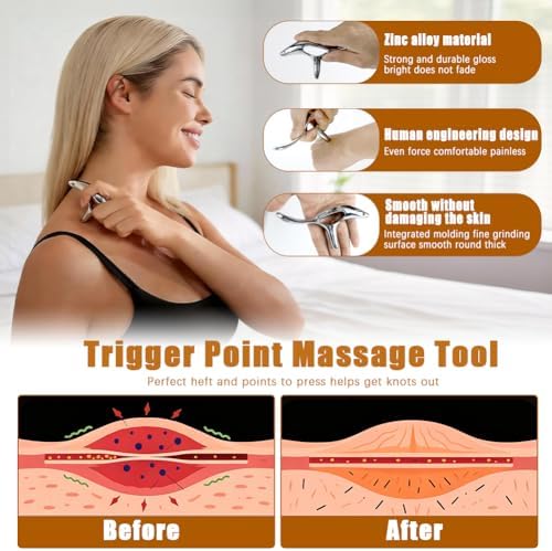 zxbaers 2PCS Trigger Point Massage Tool, Body Scraper Massage Tool, Stainless Steel Body Gua Sha Tool for Deep Tissue Pain Relief & Fascia Release - Image 3