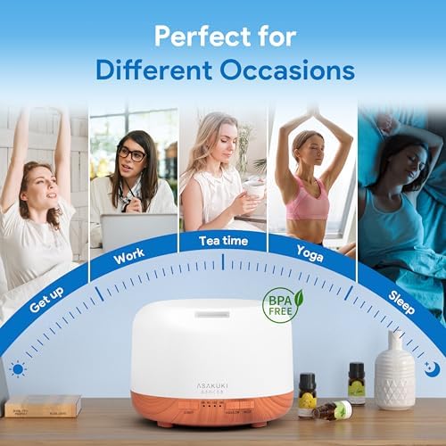 ASAKUKI Essential Oil Diffuser for Home, 500ML Aromatherapy Humidifier - Image 6