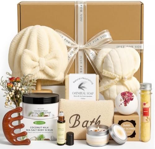 Golray Spa Gift Basket for Women, 14 Pcs Self Care Gift Set Christmas Birthday Anniversary Retirement Farewell Gift for Wife Her Sister Mom Grandma Friend Girlfriend Coworker Teacher Nurse by Golray
