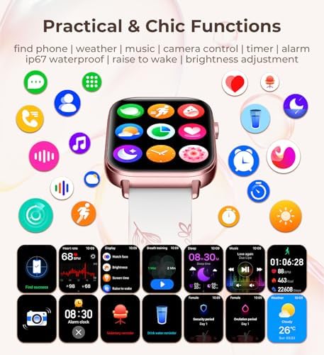 Iaret Smart Watch for Women, 1.83" HD Fitness Tracker with 4 Bands, Answer/Make Calls, Heart Rate/Sleep/SpO2/Step Tracking, 100+ Sport Modes, Android/iPhone Compatible Gift (Purple Gold) - Image 7
