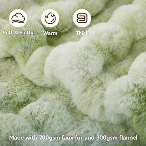 Anysay Faux Fur Throw Blanket,1000GSM Fluffy Soft Bubble Blanket 90''*104'' - Image 2