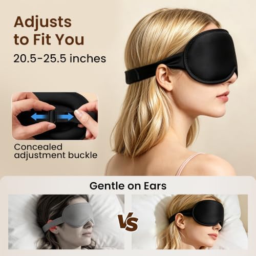 Weighted Eye Mask for Sleep, 3D Blackout Sleep Mask for Women Men, Black - Image 5
