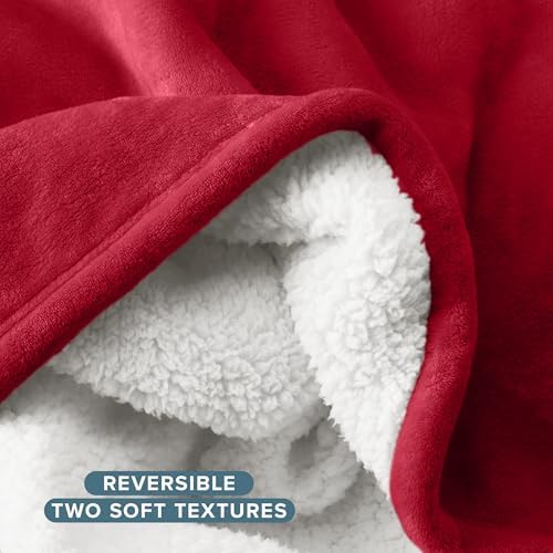Bare Home Sherpa Fleece Blanket (King, Red) - Image 5