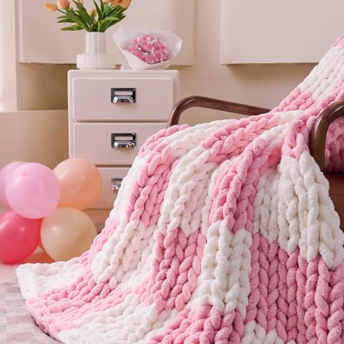Chunky Knit Blanket Throw for Couch, 51"x63" Chunky Yarn Knitted Blankets - Image 7
