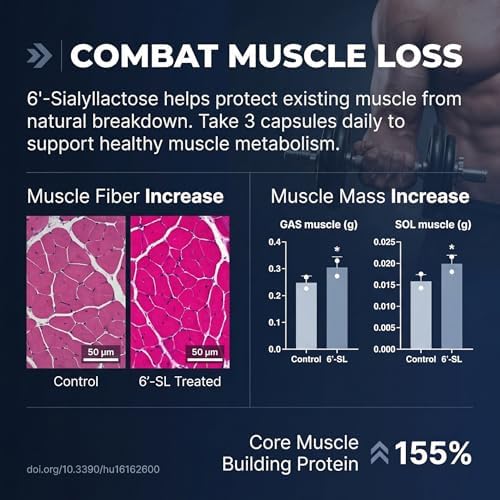 Muscle Health - Made in USA - Enhance Muscle Mass & Strength, Fast Workout Recovery, Reduce Fatigue & Boost Exercise Performance, 6-Sialyllactose (6-SL), 900mg, 90 Tablets (1 Pack) - Image 6