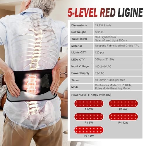 Red-Light-Therapy-for-Body,FSA Eligible HSA 2026 Upgraded | 4 Modes 5 Stage Power Medical-Grade TPU Mat for Body Pain Relief,20"x 9"Dual Wavelength Infrared Red Light Blanket LEDs - Image 3
