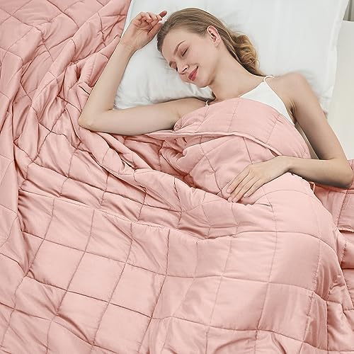 Weighted Blanket for Adults 12lbs, 48"x72", Twin Full Size Cooling Heavy Throw Blanket for 110-130lbs, Microfiber Soft Big Blankets Weighted Comforter, Pink by BETU