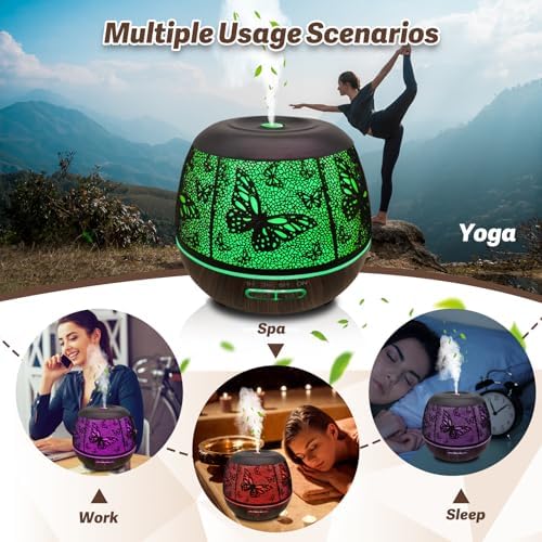 Roonbo Diffusers for Essential Oils Large Room 400ml,Essential Oil Diffuser for Home with R/C,Cool Mist Humidifiers for Bedroom,7 Colors Changed & 3 Mist Mode Waterless Auto Off for Decor Butterfly - Image 6