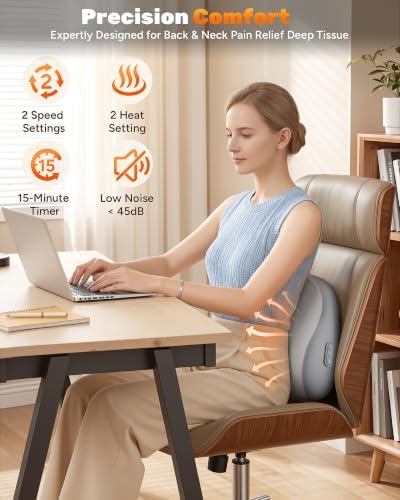 JZBRAIN Electric Back Massager, Deep Tissue Kneading Heat for Pain Relief - Image 2
