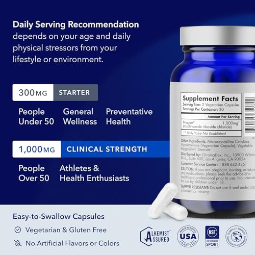 TRU NIAGEN Patented NAD+ Supplement | Nicotinamide Riboside (NR) | 30-1000mg Servings (2x500mg, Take 2 Daily) | 2-Pack - Image 6