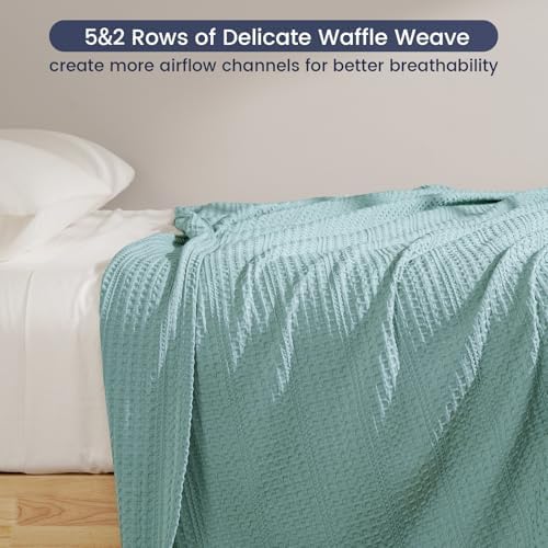 PHF Lightweight Waffle Weave Throw Blanket 50"x 60", Soft Woven Summer Blanket for Hot Sleepers - Aesthetic Home Decor for Couch Bed Sofa, Pet Friendly, Dusty Blue - Image 5