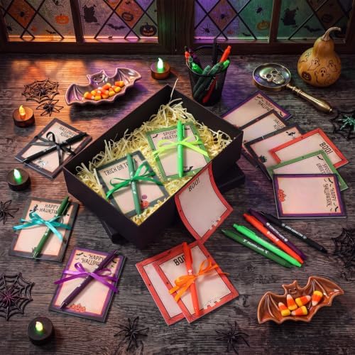 Pajean 72 Pcs Halloween Notepad and Pen Set with Ribbon Gifts - Image 4