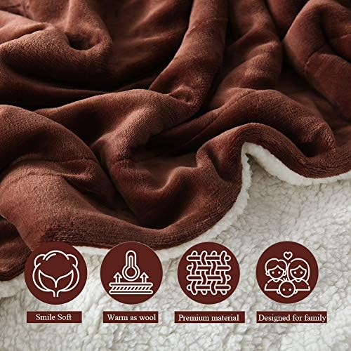 NANPIPER Fleece Throw Blanket Reversible Sherpa Flannel Blanket Super Soft Fuzzy Plush Microfiber (90"x90" Brown) Queen - Image 4
