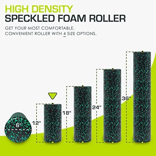 ProsourceFit High Density Foam Rollers 12 - inches long, Firm Full Body Athletic Massage Tool for Back Stretching, Yoga, Pilates, Post Workout Muscle Recuperation, Black/Green - Image 2