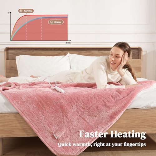 Pink Heated Blanket Throw Heated Throw - Electric Lap Blankets for Adults - Image 4
