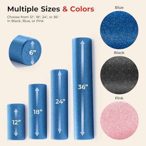 Sunny Health & Fitness 18" Blue High-Density Yoga Foam Roller - Image 5