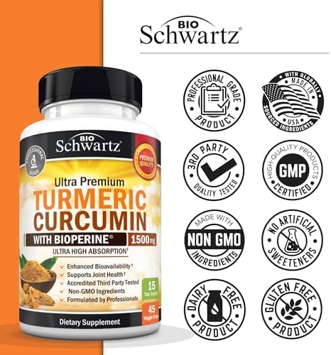 Turmeric Curcumin with Black Pepper Extract 1500mg, 45 Capsules - Image 6