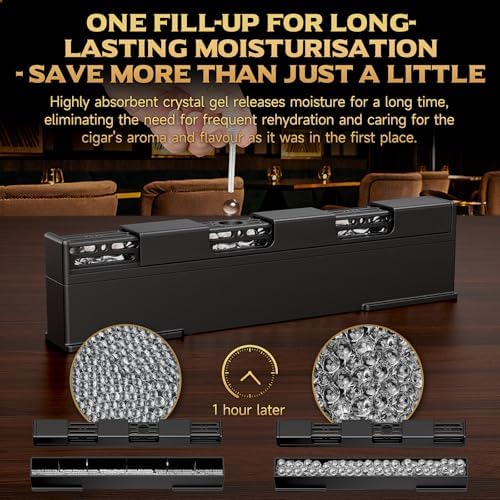 KEJIAR Cigar Humidifier, Innovative Sliding Lid Cigar Humidor Accessories for Men, Humidor Humidifier with Manual Humidity Control, Cigar for Men Care Specialist-2 Piece (Black) - Image 4