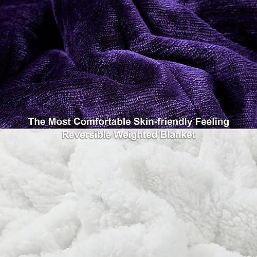Alomidds Weighted Blanket for Adult Queen Size 15lbs, 60” x 80”, Purple - Image 2