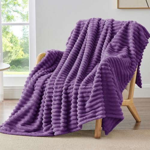 BEDELITE Ribbed Purple Throw Blanket for Couch, 50"x60" by BEDELITE