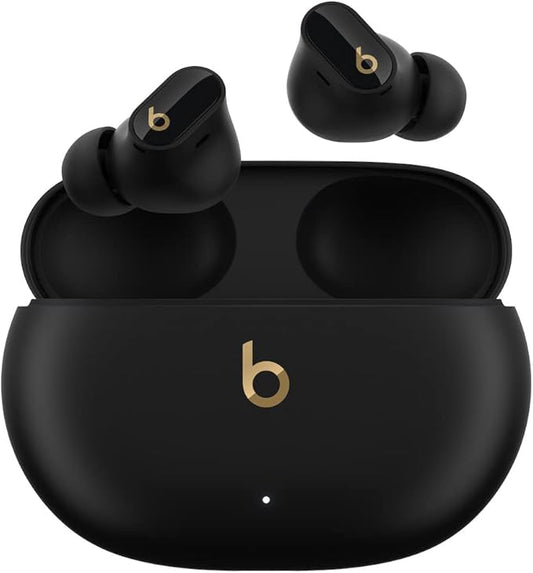 Beats Studio Buds + | True Wireless Noise Cancelling Earbuds, Enhanced Apple & Android Compatibility, Built-in Microphone, Sweat Resistant Bluetooth Headphones, Spatial Audio - Black/Gold | Includes charging case, USB-C cable and extra eartips for char... by Beats