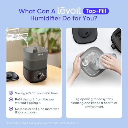 Levoit Humidifiers for Bedroom,Top-Fill Ultrasonic Cool Mist Humidifier - Image 3