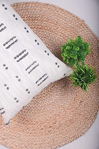 Trade Star 100% Cotton Pillow Cover Mudcloth Rustic Luxurious Lumbar Back Rest Cover for Bedding Large Modern Handwoven Cushion Case for Farmhouse Decor (Ivory Blossom 14X36 INCHES) - Image 3