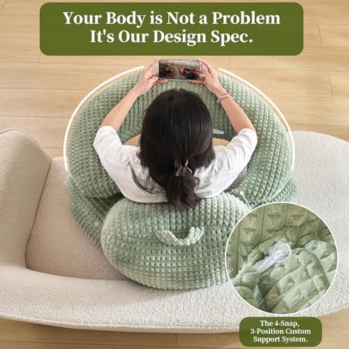 19" Reading Pillow for Bed,U Shaped Arm & Elbow Support,Green Flannel - Image 4