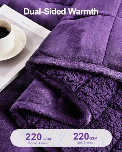 Ultra Soft Sherpa Weighted Blanket for Adults, 48"x72" 15lbs Heavy Blankets - Image 3