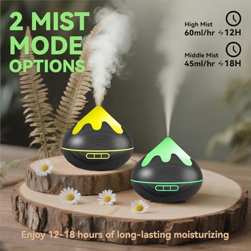 500ML Essential Oil Diffuser, Aromatherapy Diffuser with Remote Control, Multifunctional Air Diffusers for Home Office Room, Fragrance Aroma Diffuser with 7 Color LED & 2 Mist Mode, Black - Image 3